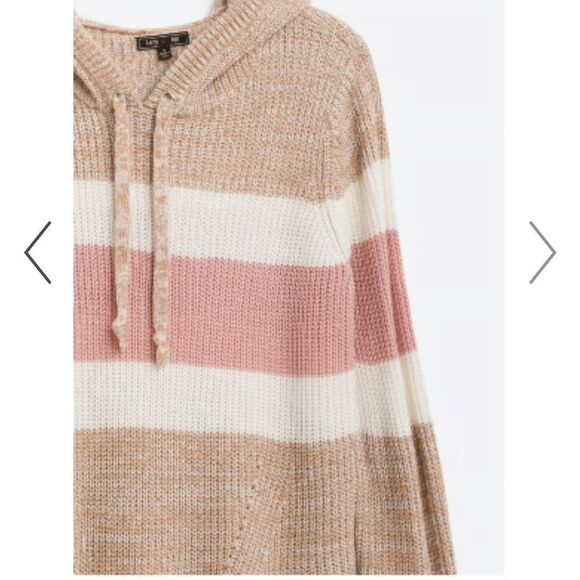 LETY & ME Adina Colorblock Hooded Pullover beige 1X NWT stitch fix - Picture 4 of 6